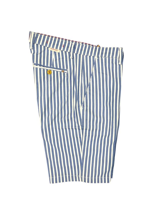 BERMUDA A RIGHE IN GABARDINE COLOR RIGHE BLU