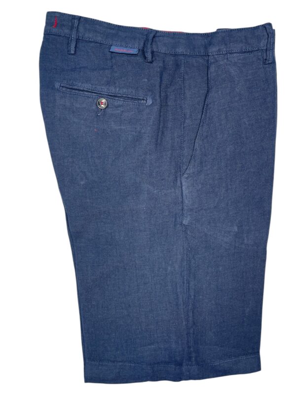 BERMUDA CHINO REGULAR FIT IN LINO COLOR BLU