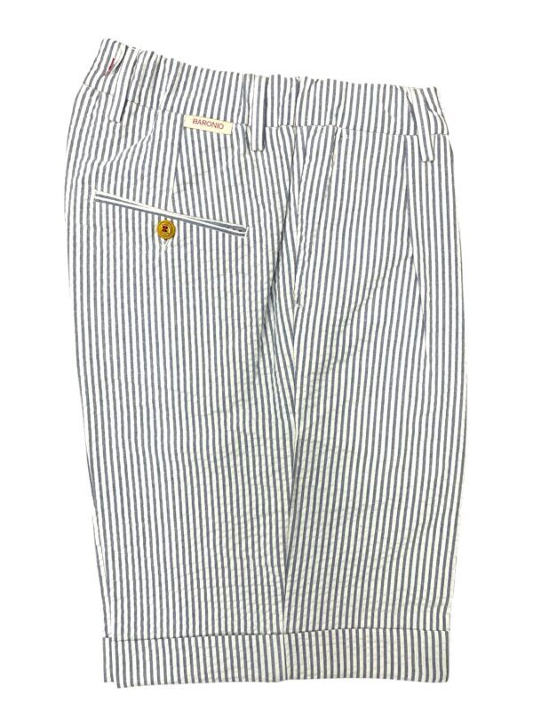 BERMUDA COMFORT FIT IN GABARDINE A RIGHE BLU CHIARO