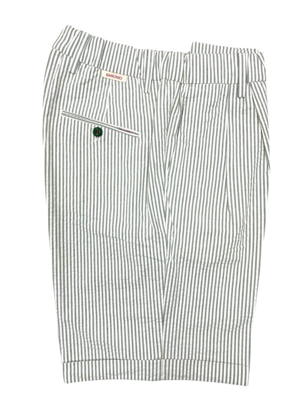 BERMUDA COMFORT FIT IN GABARDINE A RIGHE VERDE OLIVA
