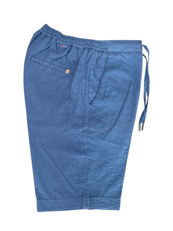 BERMUDA CON COULISSE IN COTONE SEERSUCKER COLOR BLU