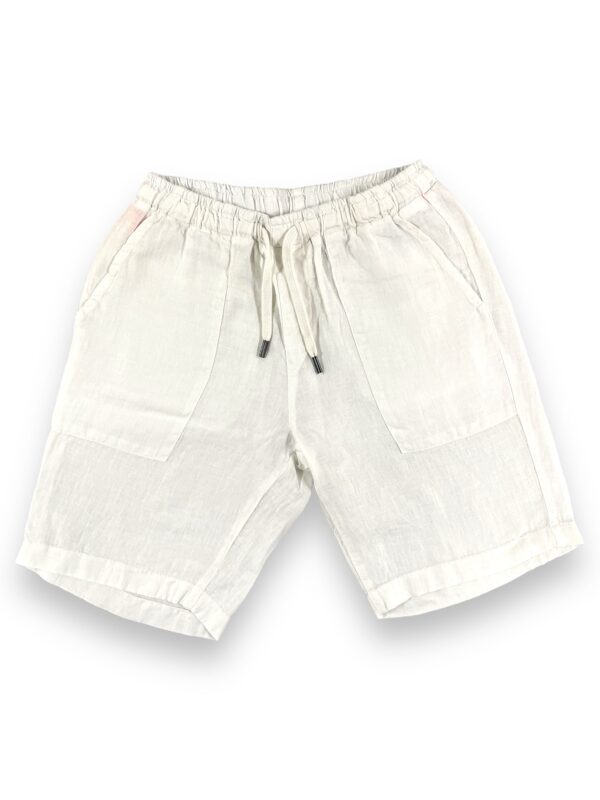 BERMUDA CON COULISSE IN LINO COLOR BIANCO