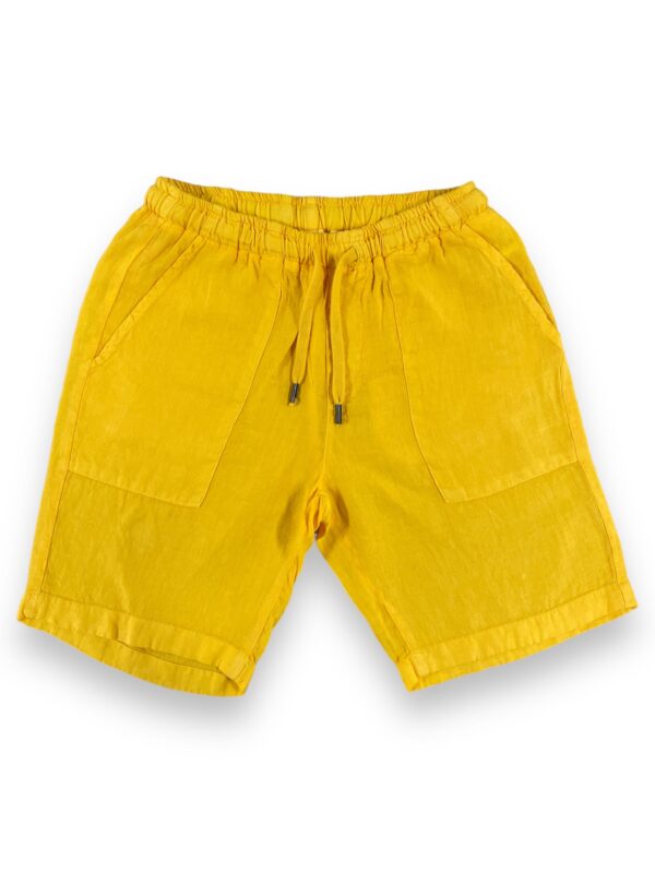 BERMUDA CON COULISSE IN LINO COLOR GIALLO