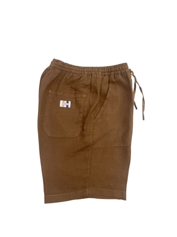 BERMUDA CON COULISSE IN LINO COLOR NOCE