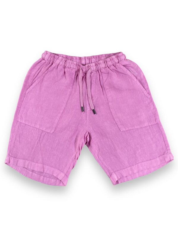 BERMUDA CON COULISSE IN LINO COLOR ROSA