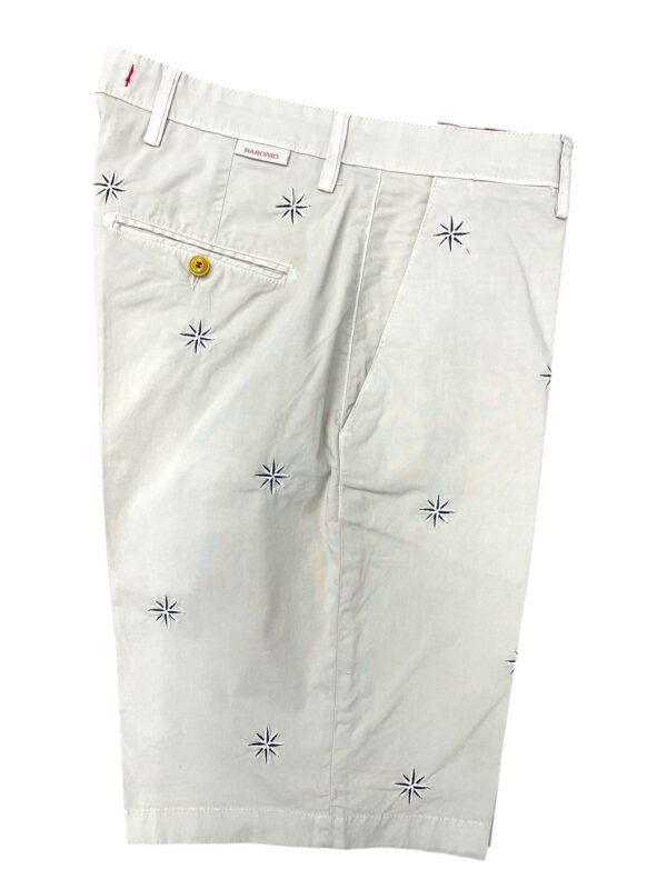 BERMUDA IN GABARDINE COLOR BEIGE CON FANTASIA ROSA DEI VENTI