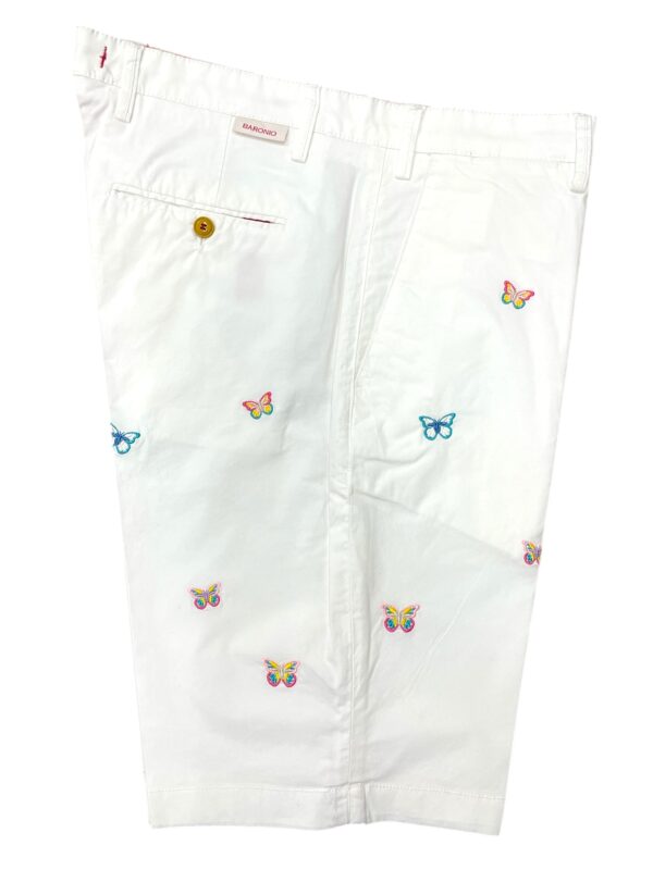 BERMUDA IN GABARDINE COLOR BIANCO CON FANTASIA FARFALLE