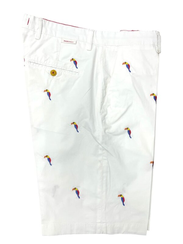 BERMUDA IN GABARDINE COLOR BIANCO CON FANTASIA TUCANI