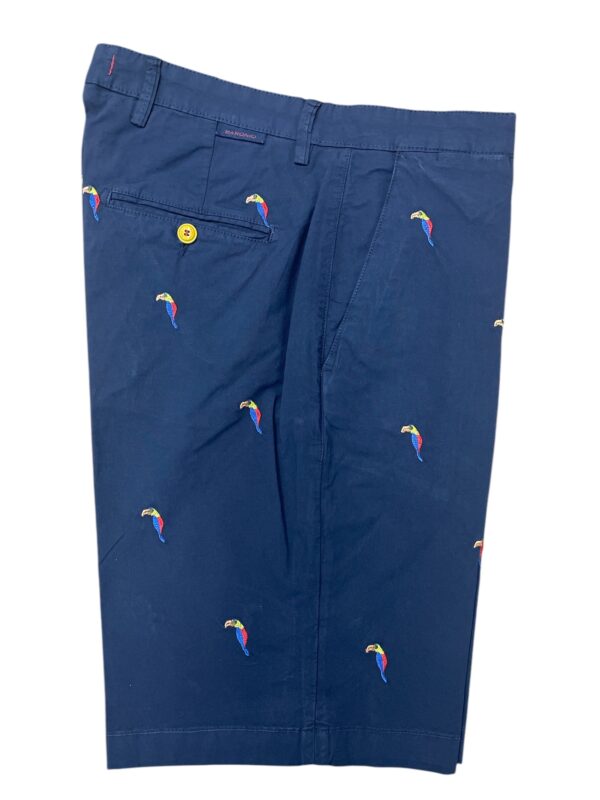 BERMUDA IN GABARDINE COLOR BLU CON FANTASIA TUCANI