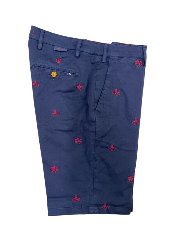 BERMUDA IN GABARDINE COLOR BLU CON FANTASIE POLPI