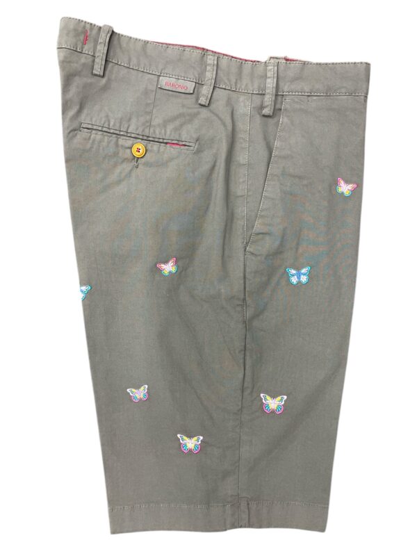 BERMUDA IN GABARDINE COLOR VERDE OLIVA CON FANTASIA FARFALLE