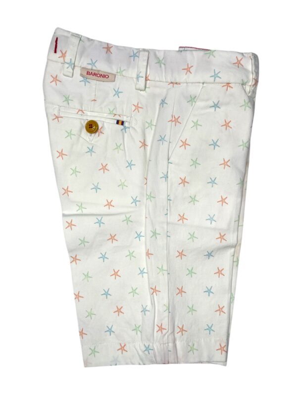 BERMUDA KIDS FANTASIA IN GABARDINE BIANCO CON FANTASIA STELLE MARINE