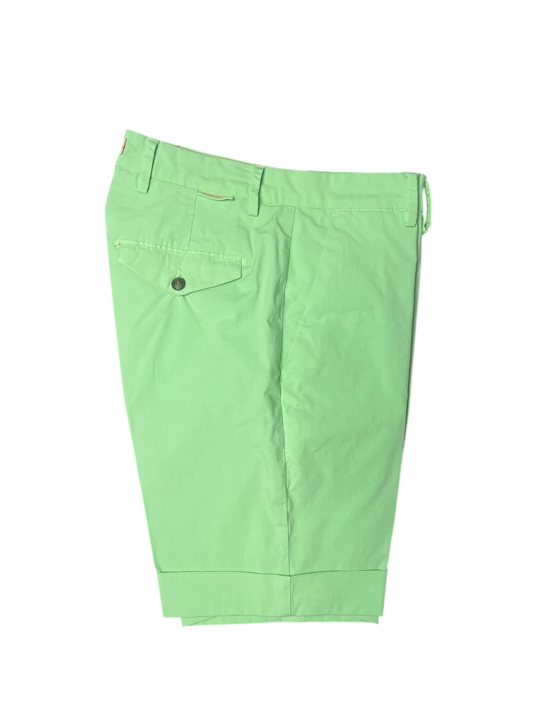 BERMUDA REGULAR FIT CON RISVOLTO E PATTINE IN POPELINE COLOR VERDE