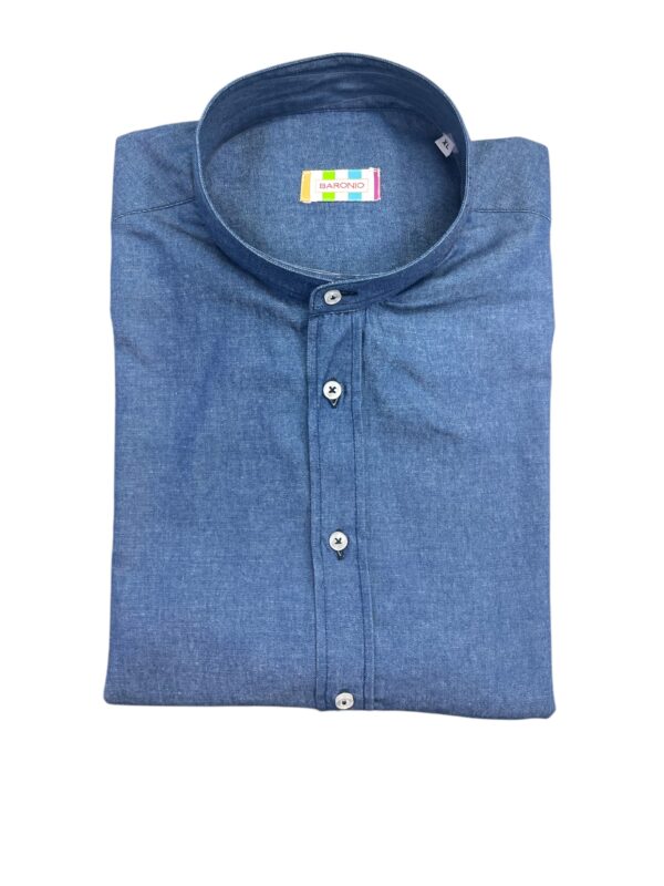 CAMICIA COLLO COREANO IN JEANS COLOR MEDIUM WASH