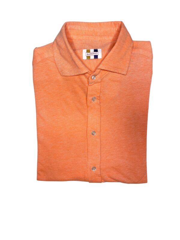 CAMICIA COLLO FRANCESE IN COTONE PIQUET COLOR ARANCIO