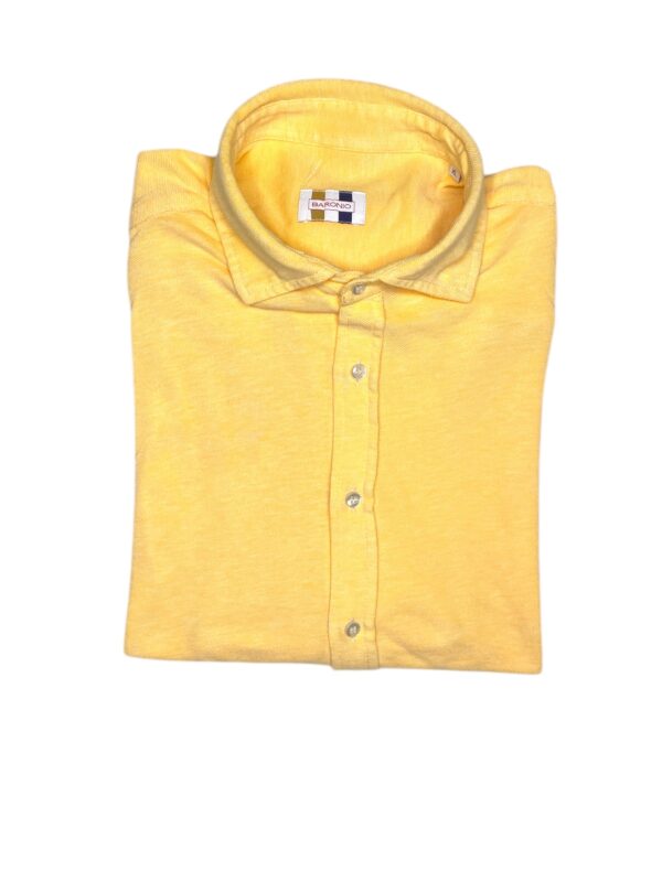 CAMICIA COLLO FRANCESE IN COTONE PIQUET COLOR GIALLO