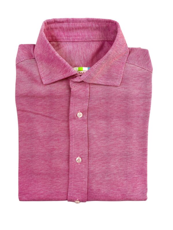 CAMICIA COLLO FRANCESE IN COTONE PIQUET COLOR ROSA