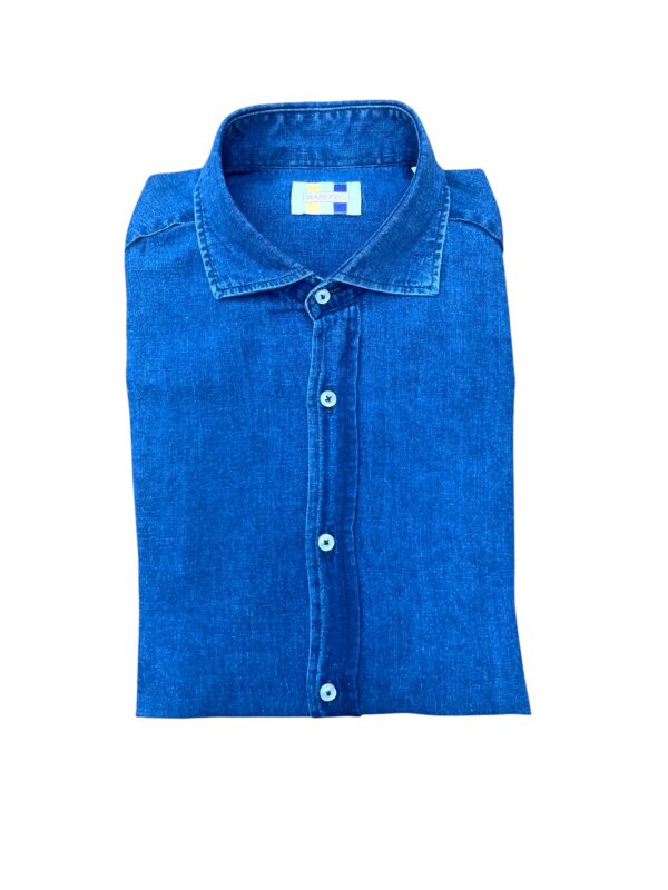 CAMICIA COLLO FRANCESE IN JEANS COLOR LIGHT WASH