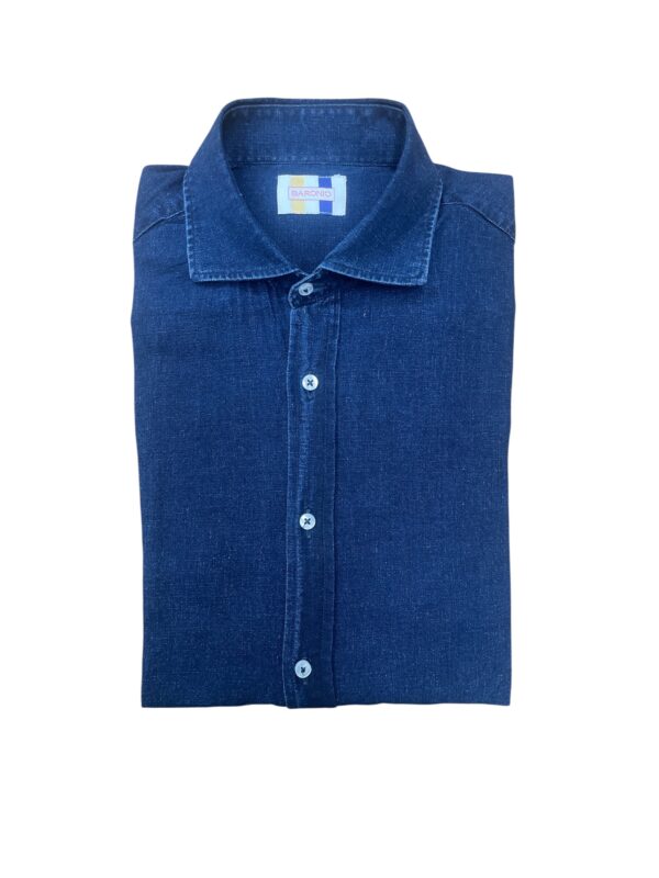 CAMICIA COLLO FRANCESE IN JEANS COLOR MEDIUM WASH