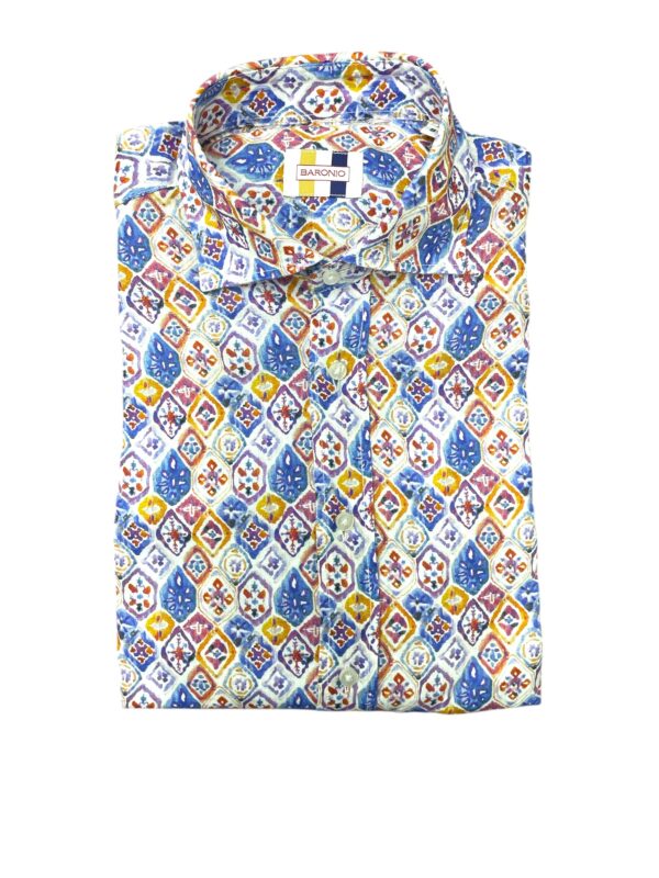 CAMICIA COLLO FRANCESE IN LINO A FANTASIA