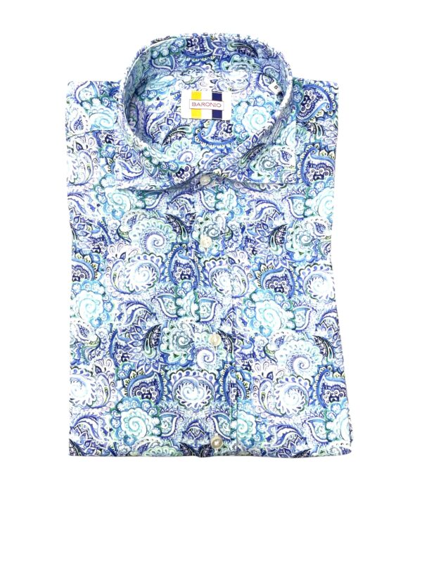 CAMICIA COLLO FRANCESE IN LINO A FANTASIA FLOREALE