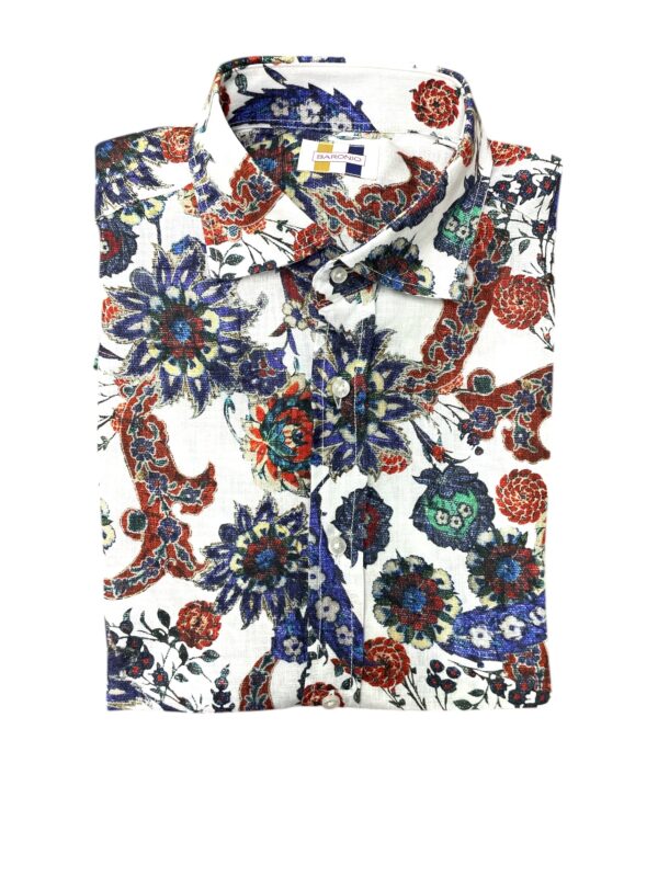 CAMICIA COLLO FRANCESE IN LINO COLOR FLOREALE