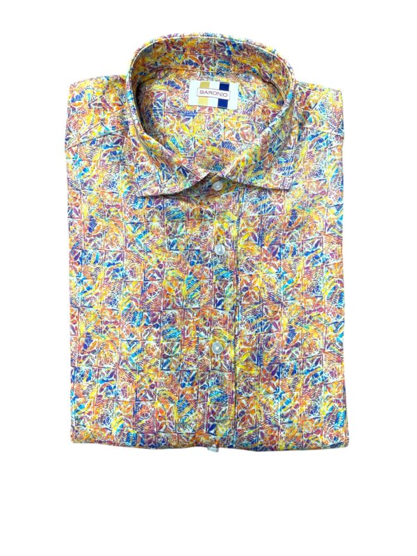 CAMICIA COLLO FRANCESE IN LINO COLOR FLOREALE