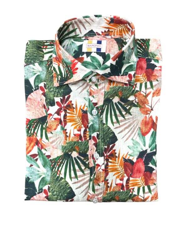 CAMICIA COLLO FRANCESE IN LINO COLOR FLOREALE
