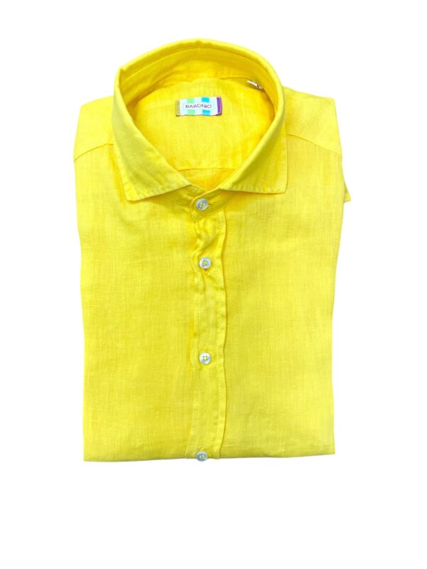 CAMICIA COLLO FRANCESE IN LINO COLOR GIALLO