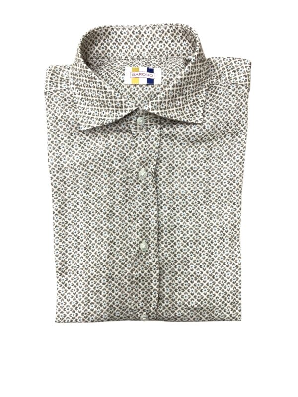 CAMICIA COLLO FRANCESE IN LINO COLOR MICRO FANTASIA