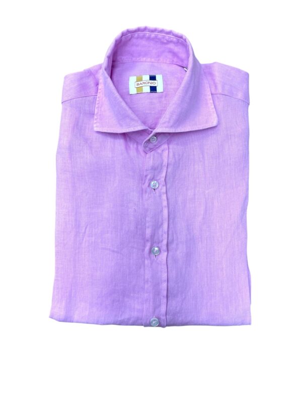 CAMICIA COLLO FRANCESE IN LINO COLOR VERDE