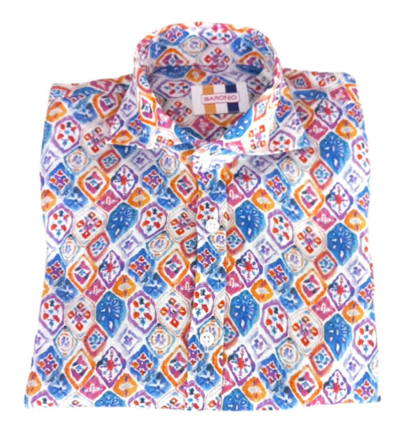CAMICIA KIDS COLLO FRANCESE IN LINO A FANTASIA
