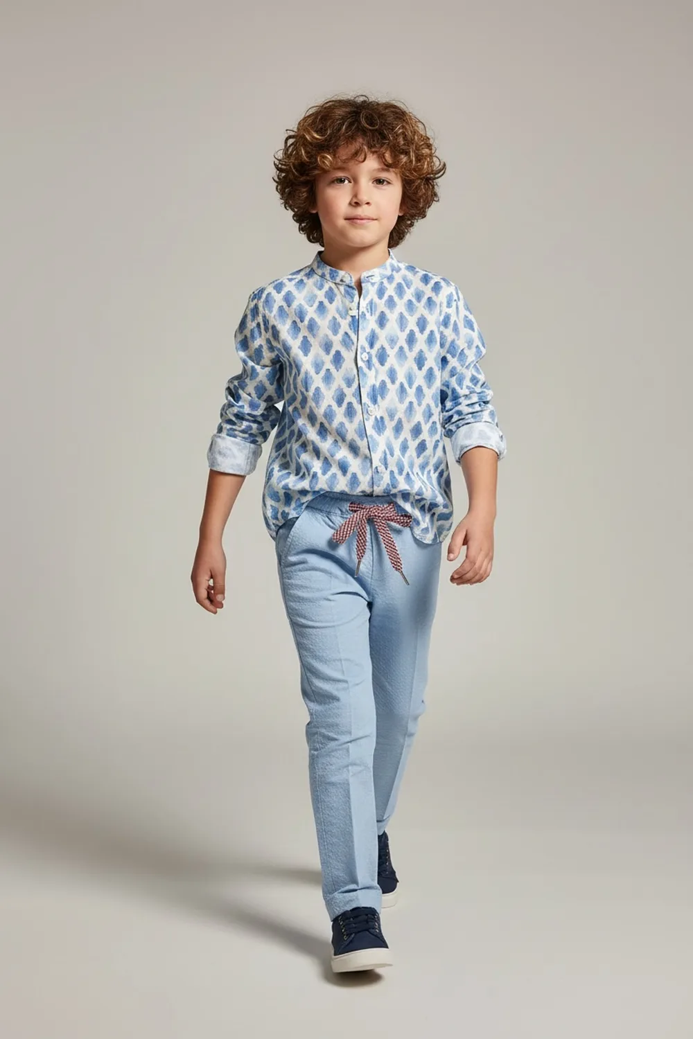 CAMICIA KIDS REGULAR FIT 100% LINO STAMPA A FIORI COLOR UNICO