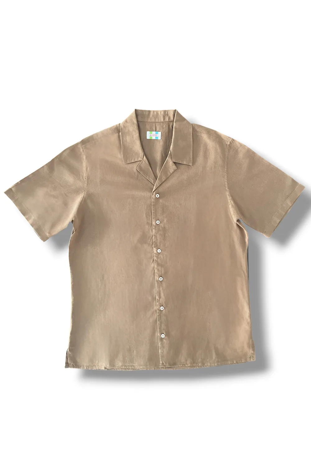 CAMICIA MANICA CORTA IN MISTO LINO COLOR BEIGE