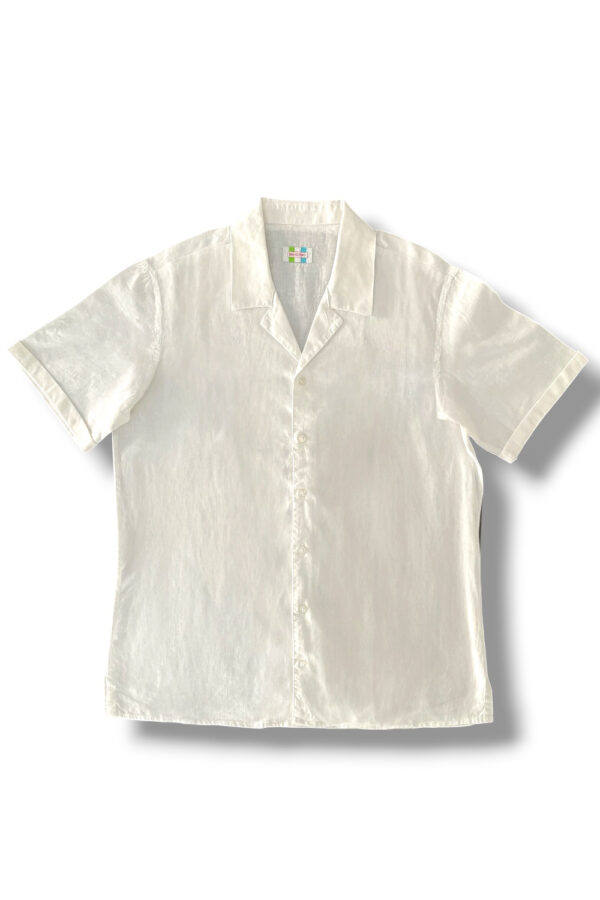 CAMICIA MANICA CORTA IN MISTO LINO COLOR BIANCO
