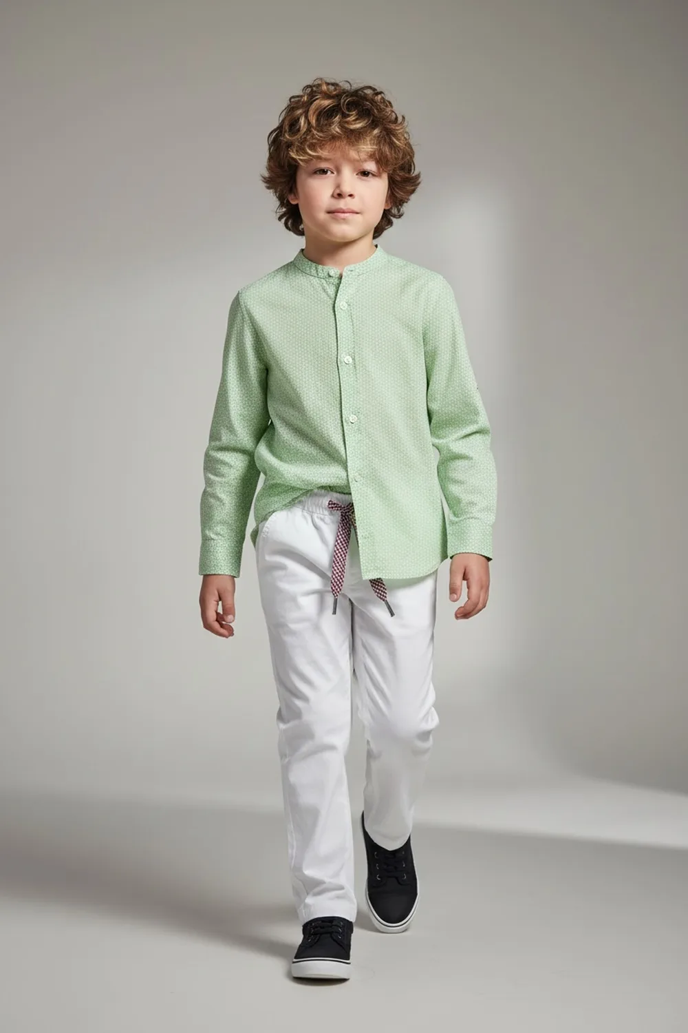 CAMICIA KIDS STAMPATA IN LINO COLOR VERDE