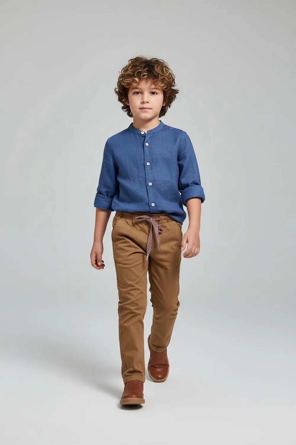 CAMICIA KIDS REGULAR FIT 100% LINO STAMPA A FIORI COLOR BLU ROYAL