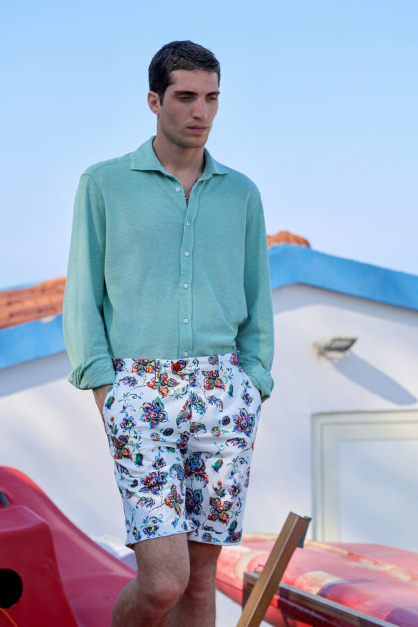 BERMUDA REGULAR FIT IN GABARDINE COLOR FLOREALE