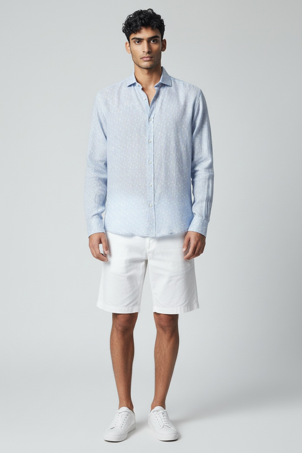 CAMICIA REGULAR FIT IN PURO LINO STAMPATO