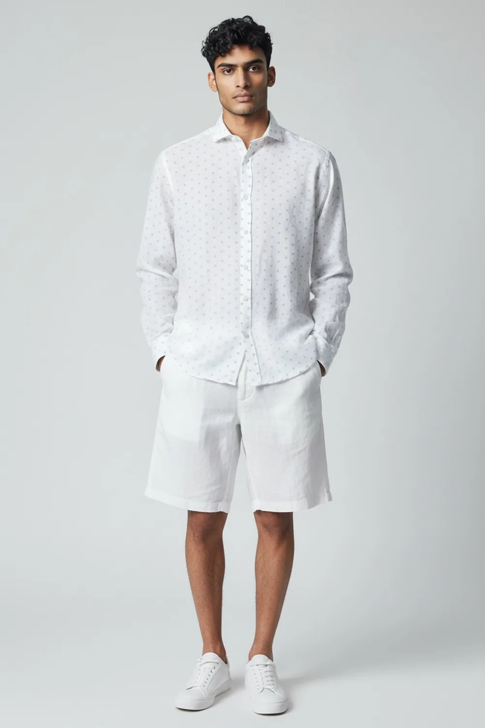 CAMICIA REGULAR FIT IN PURO LINO STAMPATO