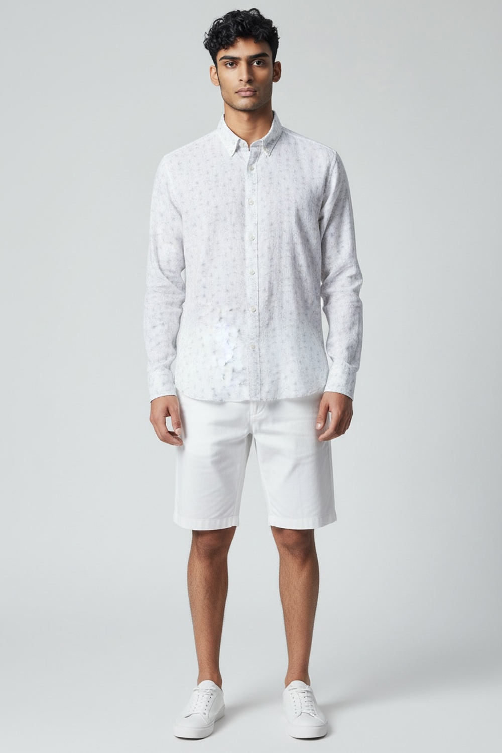 CAMICIA REGULAR FIT IN PURO LINO STAMPATO