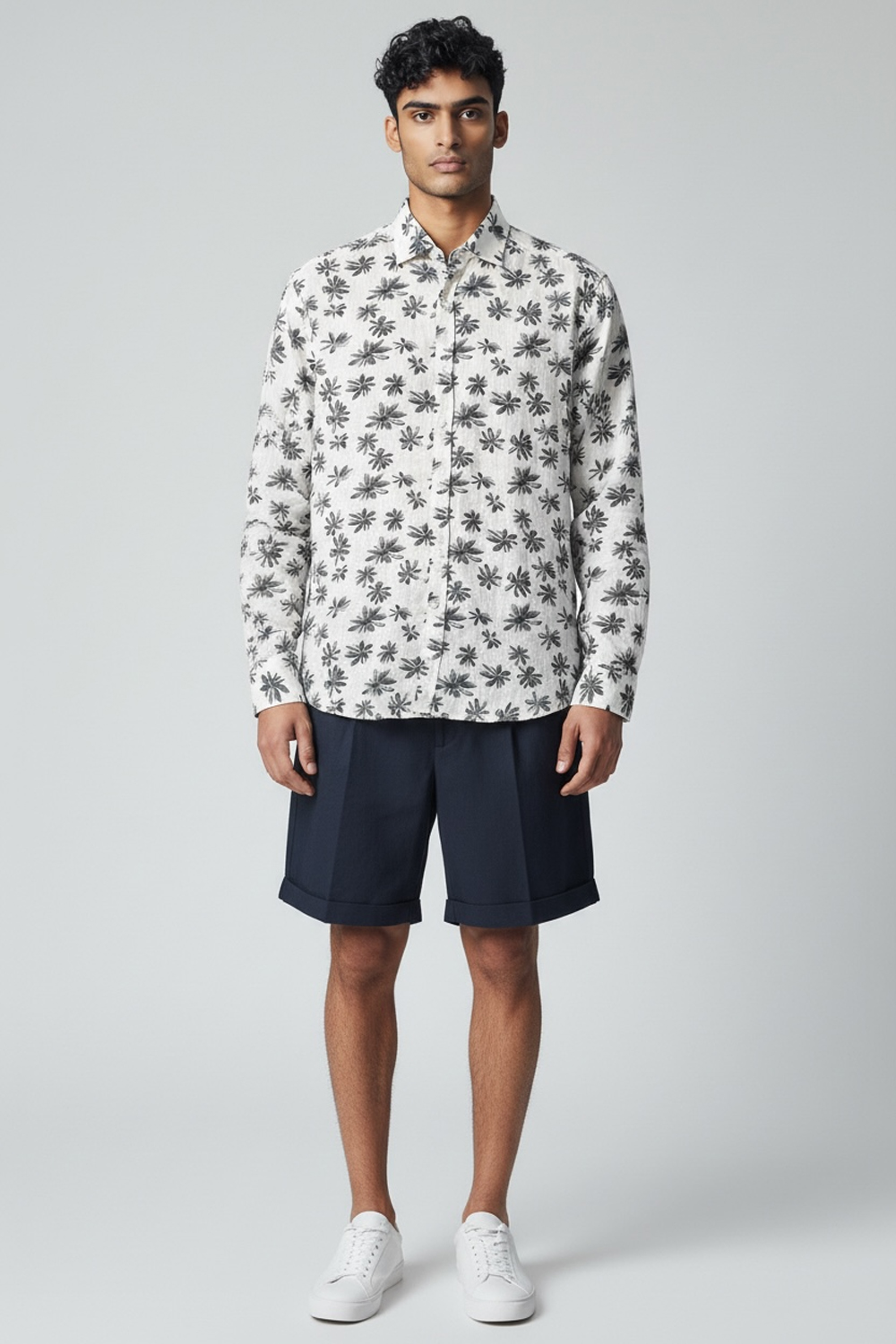 CAMICIA REGULAR FIT IN PURO LINO STAMPATO