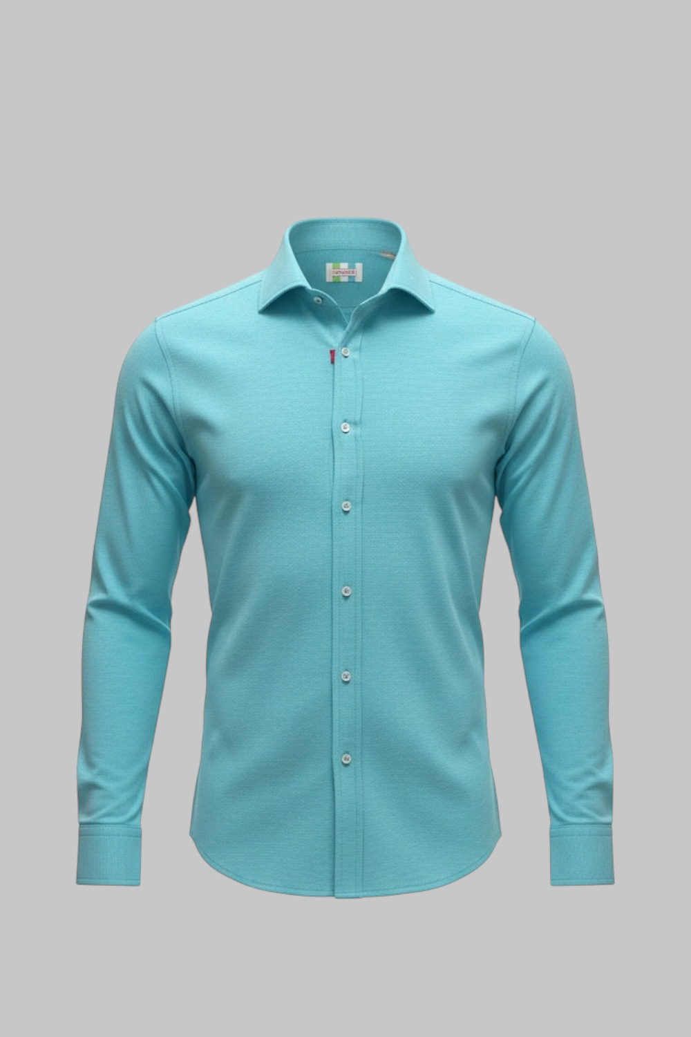 CAMICIA REGULAR FIT IN COTONE PIQUET COLOR ACQUAMARINA