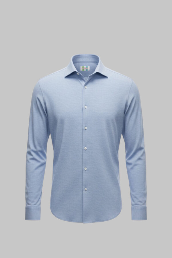 CAMICIA REGULAR FIT IN COTONE PIQUET COLOR BLU CHIARO