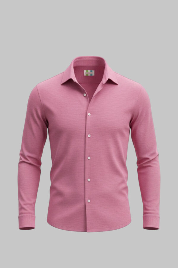 CAMICIA REGULAR FIT IN COTONE PIQUET COLOR ROSA