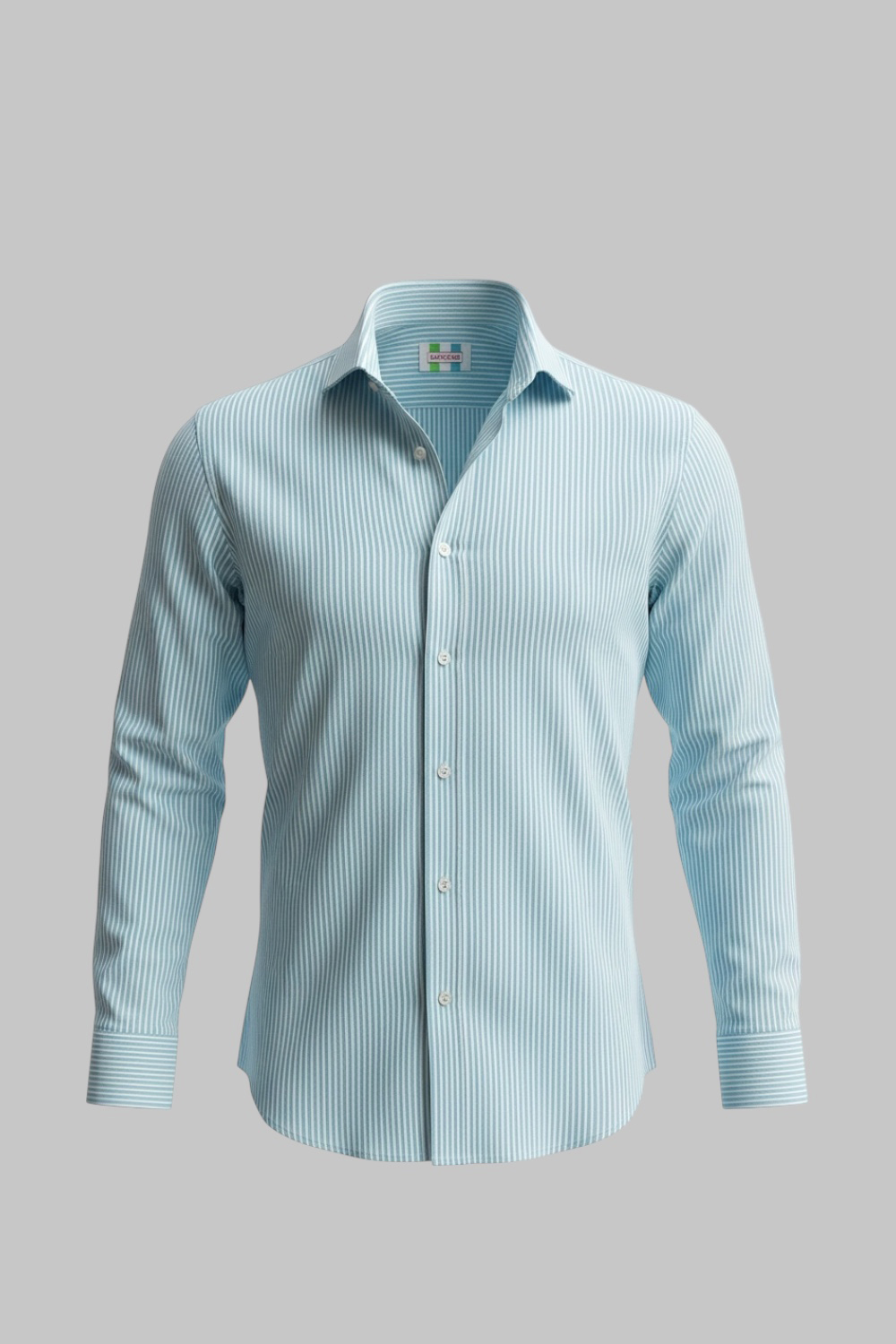 CAMICIA REGULAR FIT IN PURO COTONE COLOR ACQUAMARINA
