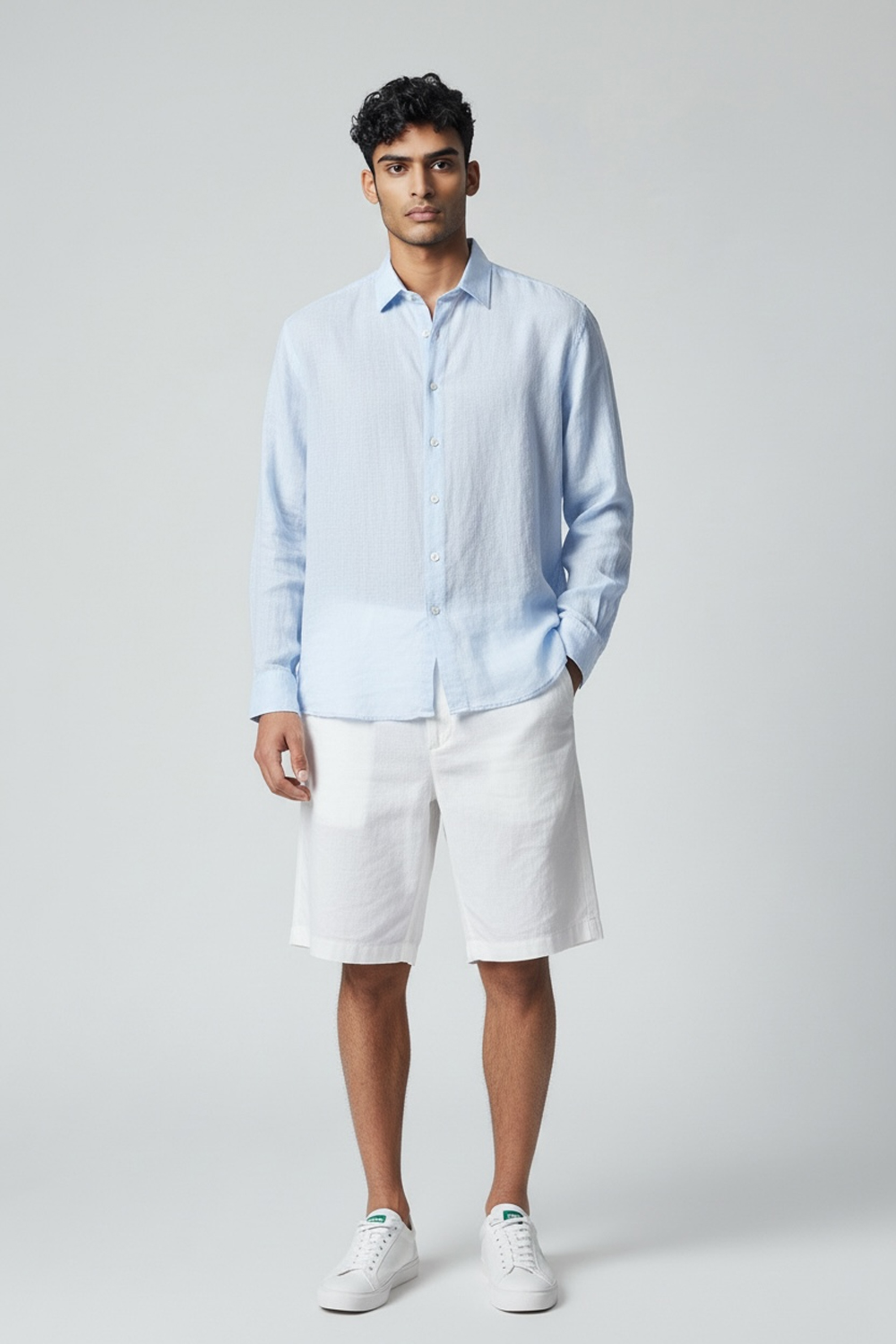 CAMICIA REGULAR FIT IN PURO COTONE COLOR CELESTE