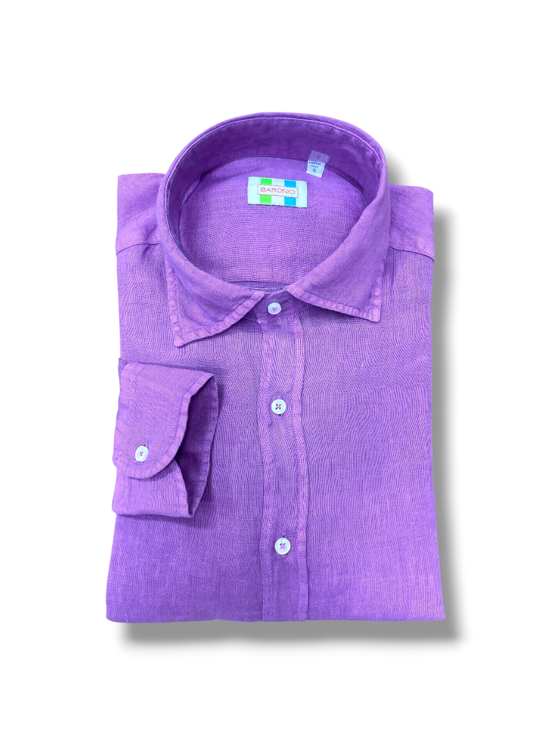 CAMICIA REGULAR FIT IN LINO COLOR VIOLA - immagine 3