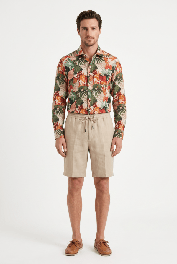 CAMICIA COLLO FRANCESE IN LINO COLOR FLOREALE