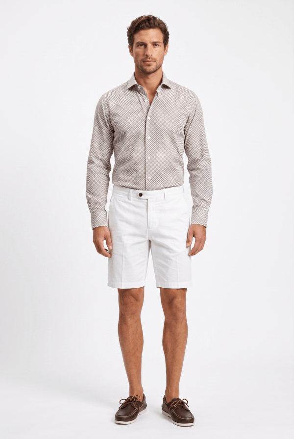 CAMICIA COLLO FRANCESE IN LINO COLOR MICRO FANTASIA